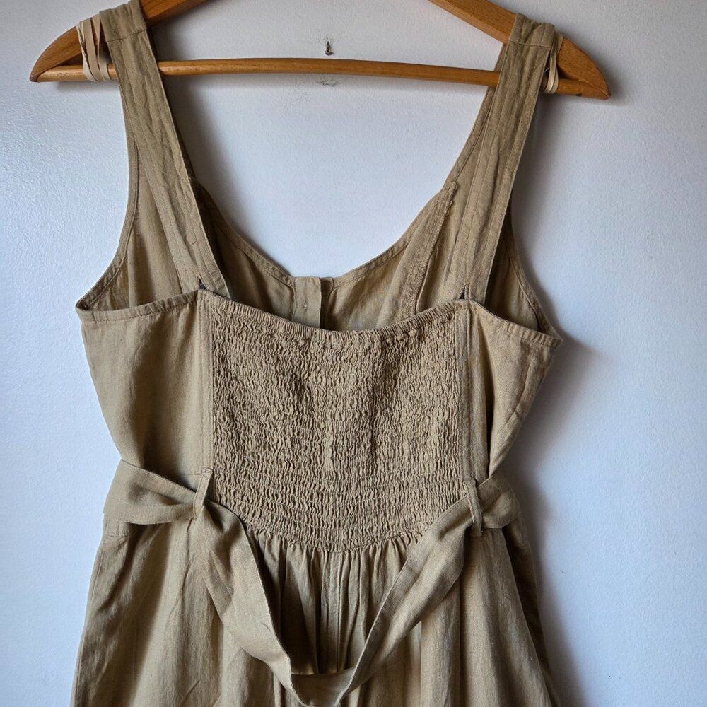 NWT AMERICAN EAGLE TAN LINEN BLEND BUTTONED JUMPSUIT SIZE M - Picture 4 of 16